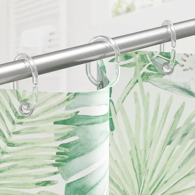 Alt view image 5 of 7 - Amazer Plastic Shower Curtain Rings, Shower Curtain Hooks, 24 Pcs C Shaped Shower Hooks for Shower Curtain, Clear Shower Curtain Hooks for Bathroom
