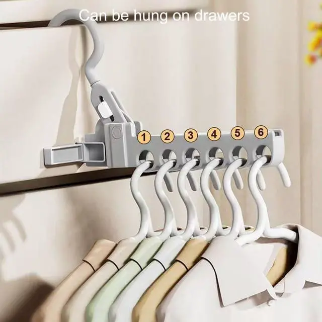 Alt view image 2 of 7 - Folding Clothes Hanger Drying Rack,Travel Essentials for Laundry,Portable and Collapsible with Hook,Essentials for Cruise,Vacation,Camping,RV,Road Trip,Hotel,Business Travel, Student Apartment (Grey)