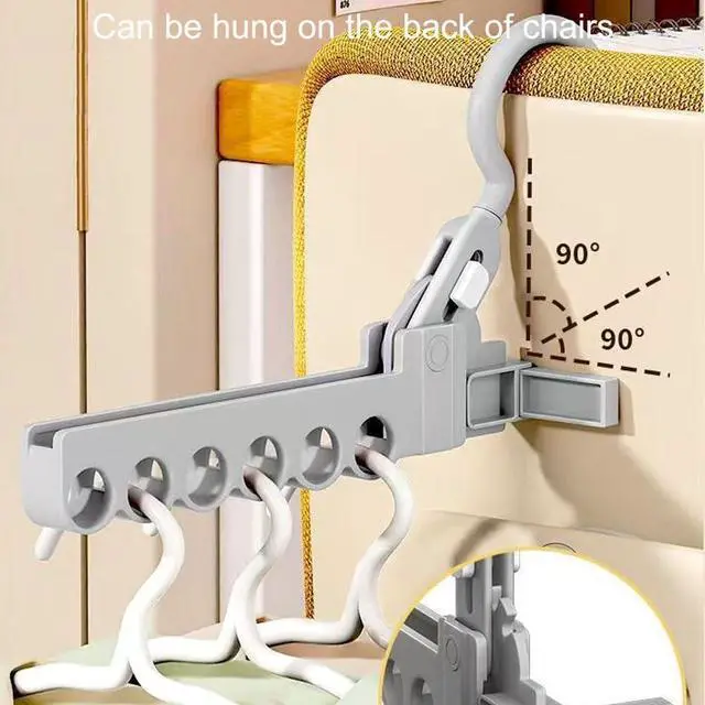 Alt view image 3 of 7 - Folding Clothes Hanger Drying Rack,Travel Essentials for Laundry,Portable and Collapsible with Hook,Essentials for Cruise,Vacation,Camping,RV,Road Trip,Hotel,Business Travel, Student Apartment (Grey)