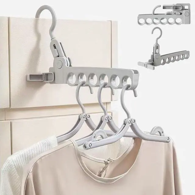 Main image of Folding Clothes Hanger Drying Rack,Travel Essentials for Laundry,Portable and Collapsible with Hook,Essentials for Cruise,Vacation,Camping,RV,Road Trip,Hotel,Business Travel, Student Apartment (Grey)