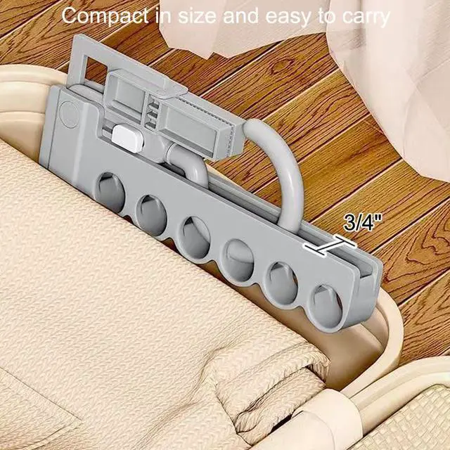 Alt view image 5 of 7 - Folding Clothes Hanger Drying Rack,Travel Essentials for Laundry,Portable and Collapsible with Hook,Essentials for Cruise,Vacation,Camping,RV,Road Trip,Hotel,Business Travel, Student Apartment (Grey)