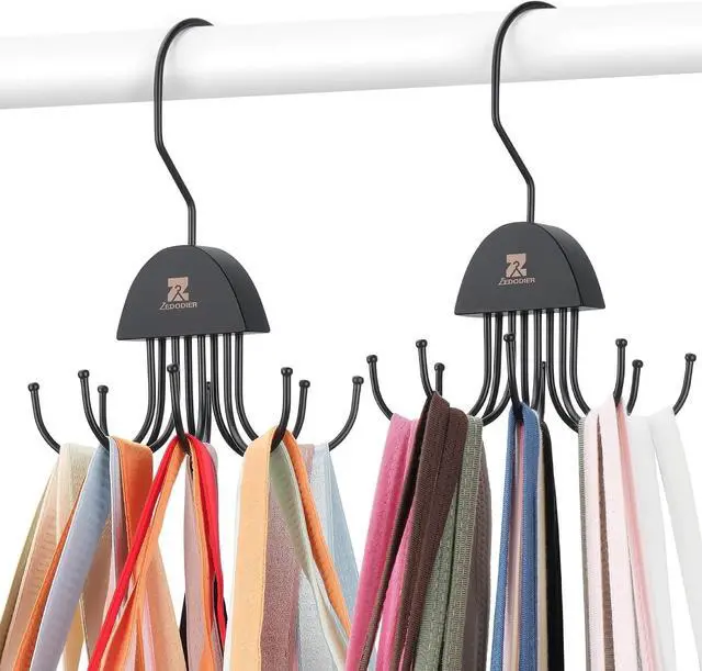 Main image of ZEDODIER 2 Pack Tank Top Hanger, Bra Organizer for Closet, Holds 48 Bras | Wooden Sports Bra Holder with 16 Adjustable Hooks, 360° Rotating, Space-Saving Closet Storage for Apartments and Dorms