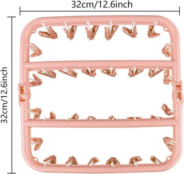Alt view image 2 of 7 - SteelFever Clothes Drying Hanger with 32 Clips, Foldable Hanging Drying Rack for Clothes Underwear Socks (Light Pink)