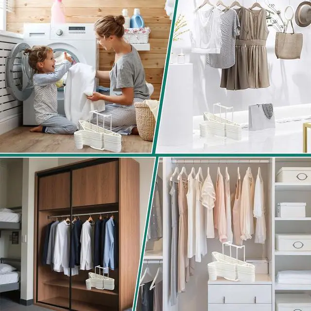 Alt view image 6 of 6 - Hanger Stacker Organizer Stand, White Portable Clothes Hanger Holder | Laundry Room Storage Organizer Rack