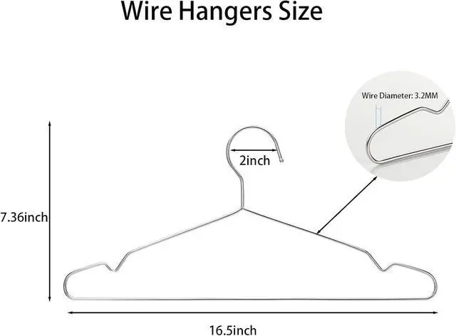Alt view image 2 of 6 - Wire Hangers 10 Pack Clothes Hangers Heavy Duty Metal Coat Hanger Stainless Steel Thin Hangers 16.5 inch