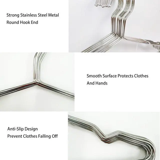 Alt view image 3 of 6 - Wire Hangers 10 Pack Clothes Hangers Heavy Duty Metal Coat Hanger Stainless Steel Thin Hangers 16.5 inch