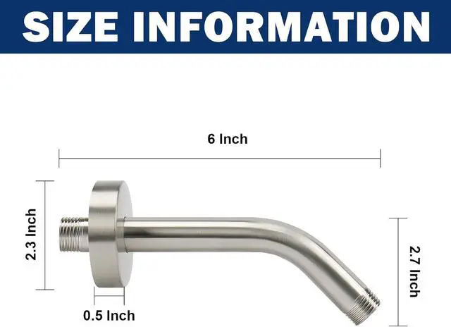 Alt view image 2 of 6 - NearMoon Shower Arm with Flange, Made of 304 Stainless Steel Shower Extension Extender Pipe, Wall-Mounted for Fixed Bathroom Showerhead, Never Rust (6 Inch, Brushed Nickel)