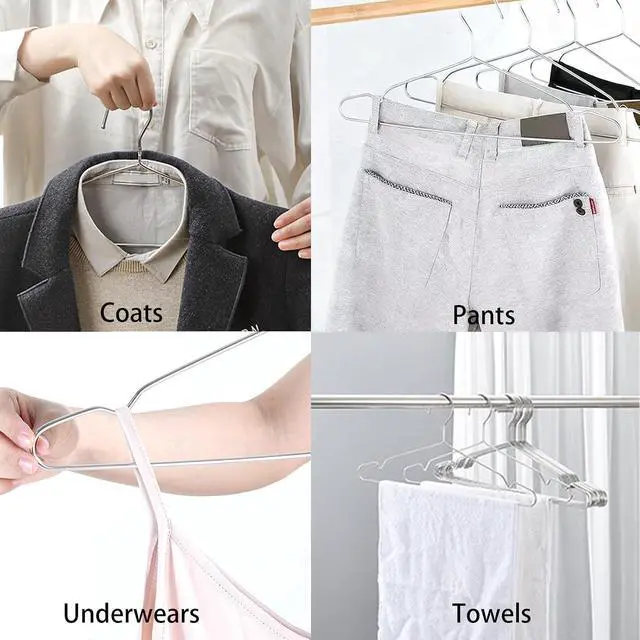 Alt view image 5 of 6 - Wire Hangers 10 Pack Clothes Hangers Heavy Duty Metal Coat Hanger Stainless Steel Thin Hangers 16.5 inch