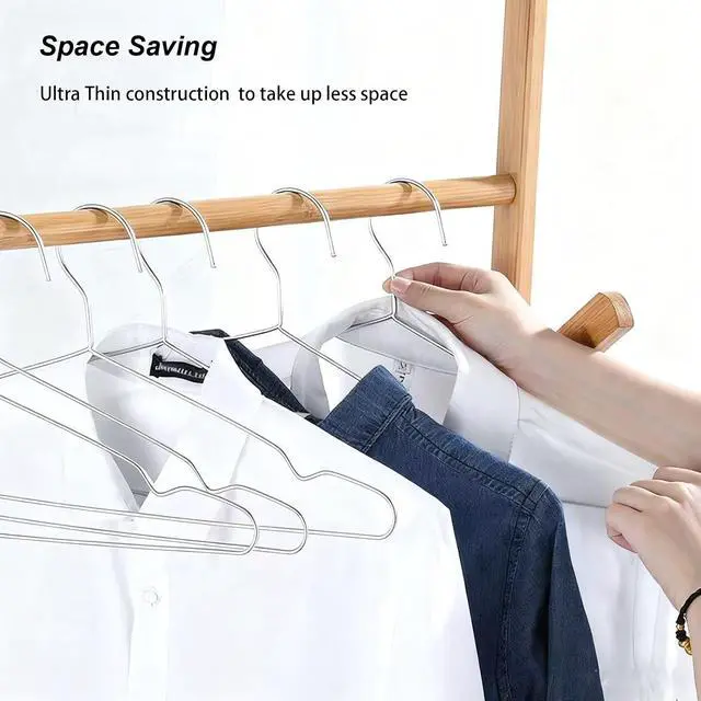 Alt view image 6 of 6 - Wire Hangers 10 Pack Clothes Hangers Heavy Duty Metal Coat Hanger Stainless Steel Thin Hangers 16.5 inch