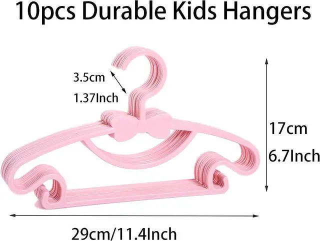 Alt view image 2 of 7 - YYaaloa 10pcs Kids Clothes Hangers - Baby & Toddler Plastic Hangers (Pink, 10pcs)