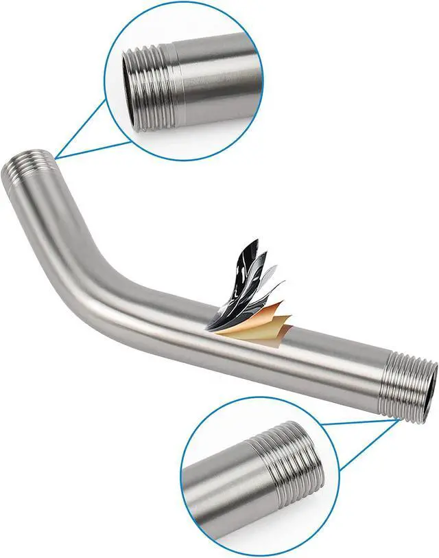 Alt view image 4 of 6 - NearMoon Shower Arm with Flange, Made of 304 Stainless Steel Shower Extension Extender Pipe, Wall-Mounted for Fixed Bathroom Showerhead, Never Rust (6 Inch, Brushed Nickel)