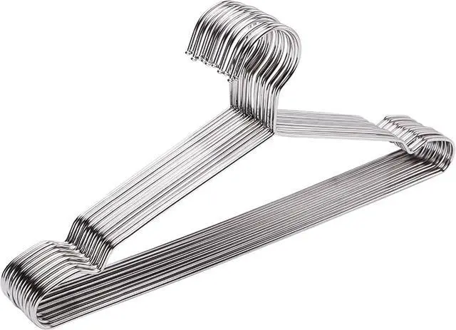 Main image of Hangers 10 Pack Clothes Hanger Strong Heavy Duty Stainless Steel Metal Ultra Thin Space Saving Wire Hangers 16.5in by WYCQKL