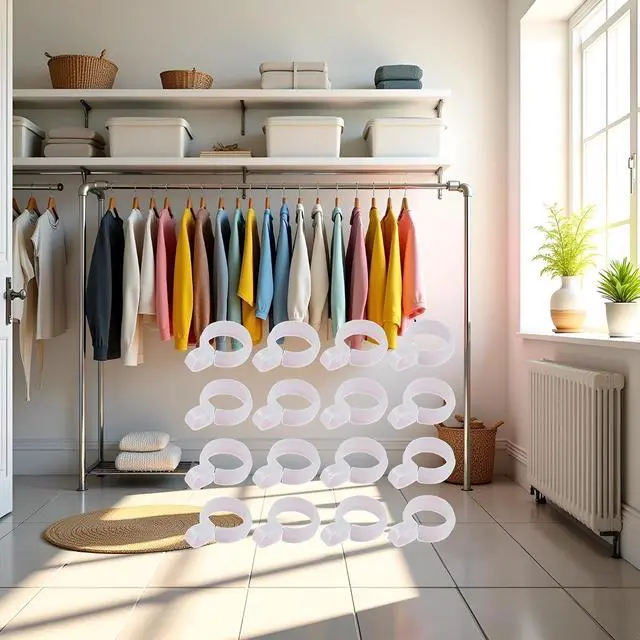 Alt view image 2 of 7 - 50 Pcs White Plastic Windproof Hanger Hooks Clothes Hanger Buckle Clip Laundry Hanging Hooks Closet Rod Hanging Tool for Drying Rack Suit Hangers Clothes Hangers