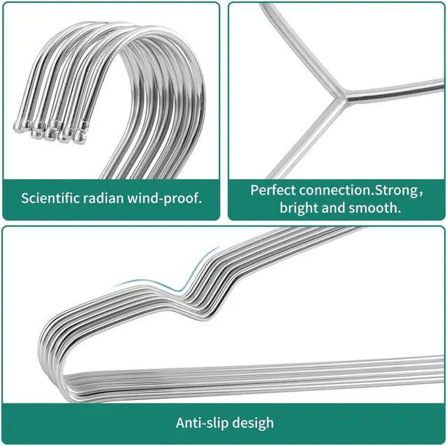 Alt view image 3 of 7 - Hangers 10 Pack Clothes Hanger Strong Heavy Duty Stainless Steel Metal Ultra Thin Space Saving Wire Hangers 16.5in by WYCQKL