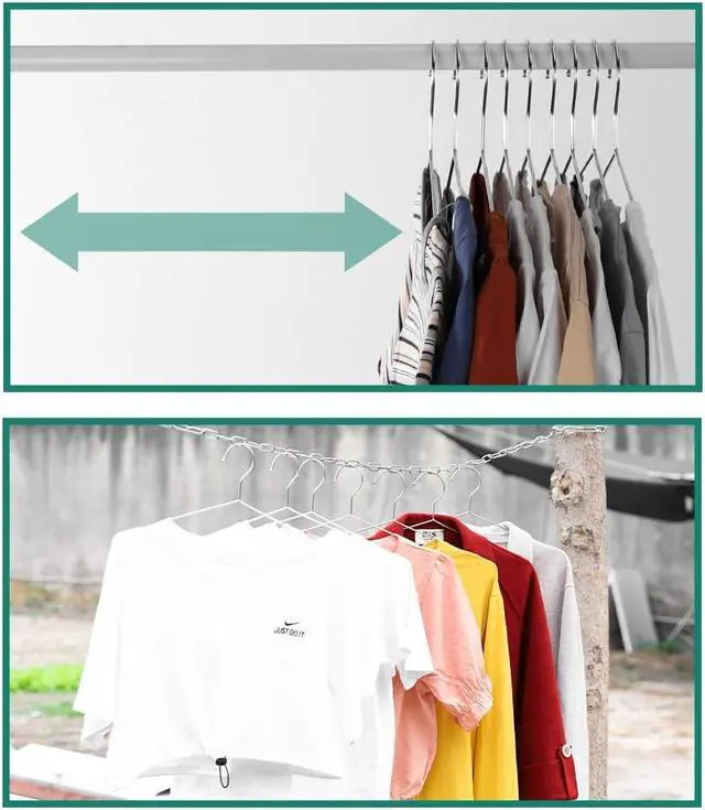 Alt view image 7 of 7 - Hangers 10 Pack Clothes Hanger Strong Heavy Duty Stainless Steel Metal Ultra Thin Space Saving Wire Hangers 16.5in by WYCQKL