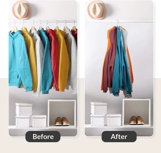 Alt view image 2 of 6 - ZEDODIER Hoodie Hangers Space Saving, Sweatshirt Organizer for Closet | Rotating Metal Hoodies Storage Holder with 8 Hooks, Hanging Rack for Apartment College Dorm Room, Silver