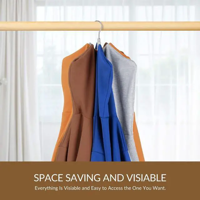 Alt view image 4 of 6 - ZEDODIER Hoodie Hangers Space Saving, Sweatshirt Organizer for Closet | Rotating Metal Hoodies Storage Holder with 8 Hooks, Hanging Rack for Apartment College Dorm Room, Silver