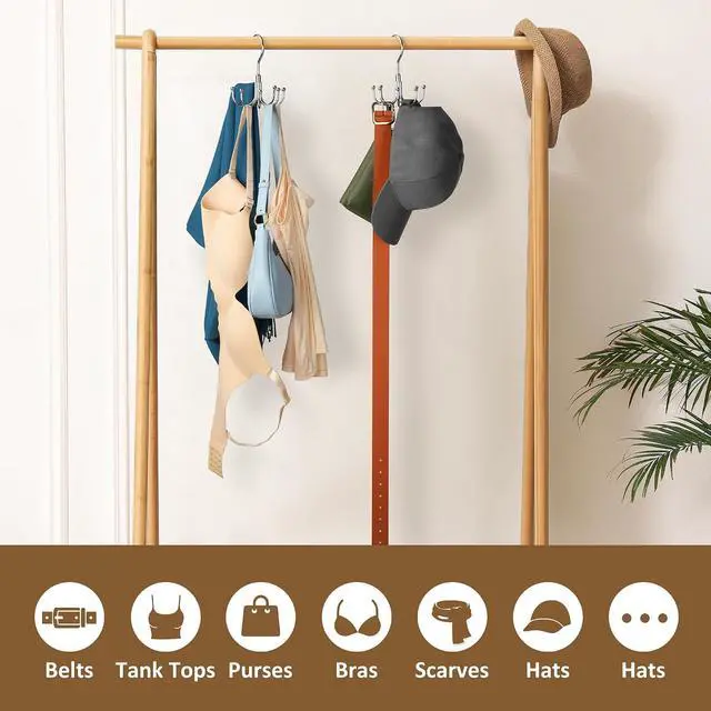 Alt view image 6 of 6 - ZEDODIER Hoodie Hangers Space Saving, Sweatshirt Organizer for Closet | Rotating Metal Hoodies Storage Holder with 8 Hooks, Hanging Rack for Apartment College Dorm Room, Silver