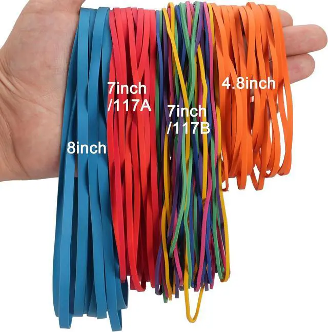 Alt view image 5 of 6 - Rubber Bands Assorted Sizes Large 0.5lb Size117A #117B, 8in, 4-4/5" x 1/8" | Heavy Duty Elastic Bands Tactical Rubber Band for Office Supplies Balloon Arch Trash Cans File Folders
