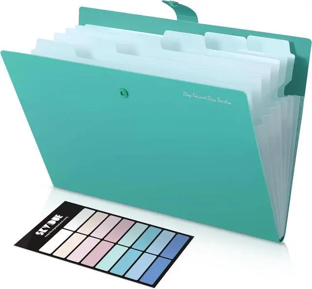 Main image of SKYDUE 7-Pocket Expanding File Folder, Accordion Document Organizer | Professional Portable Paper Receipt Holder with Labels for Office Home Business, Letter/A4 Size Green
