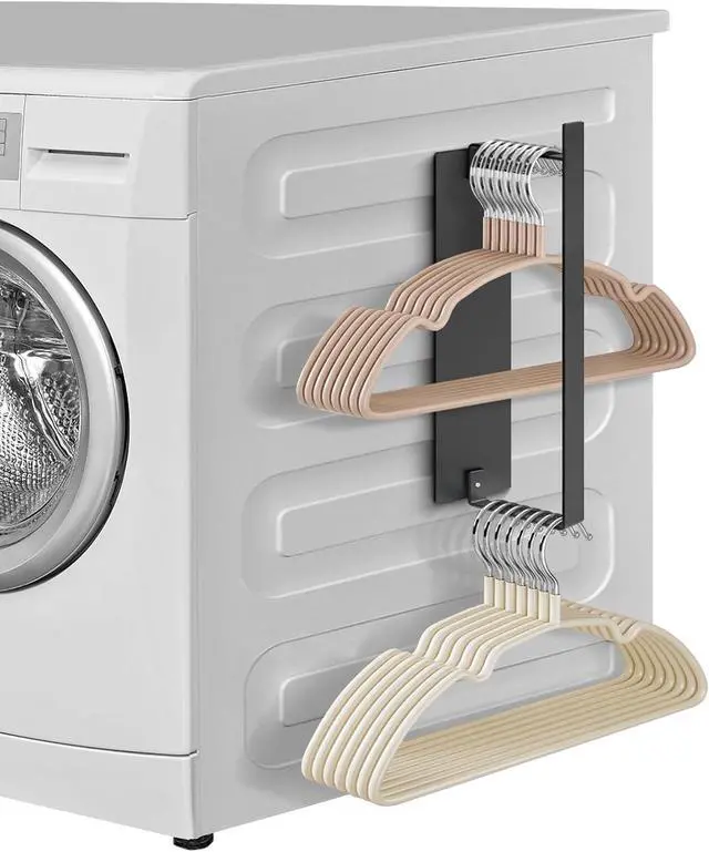 Main image of Hanger Storage Organizer, Magnetic Hanger Holder for Laundry Room sunoyar | Clothes Hanger Stacker for Dryer, Washer, Strong Magnetic, No Drill, Capacity Upgrade 2.76"3.35", Black 1Pack