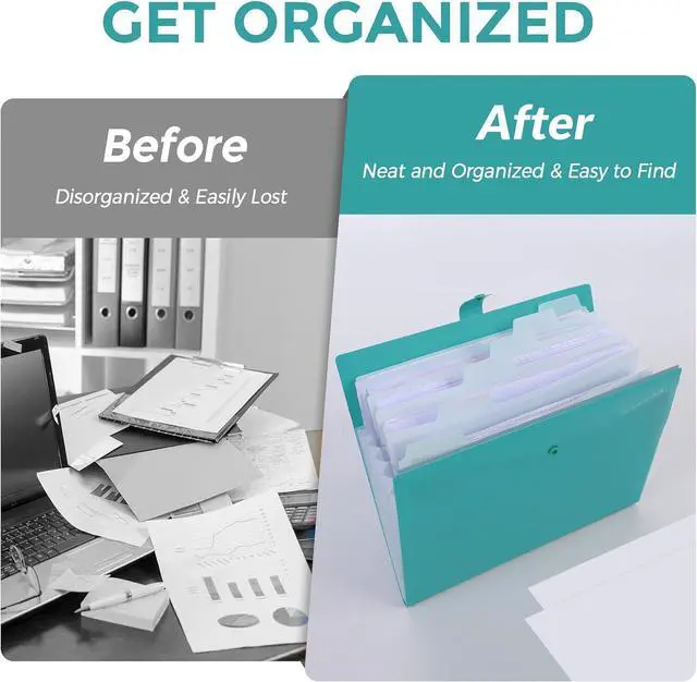 Alt view image 7 of 7 - SKYDUE 7-Pocket Expanding File Folder, Accordion Document Organizer | Professional Portable Paper Receipt Holder with Labels for Office Home Business, Letter/A4 Size Green