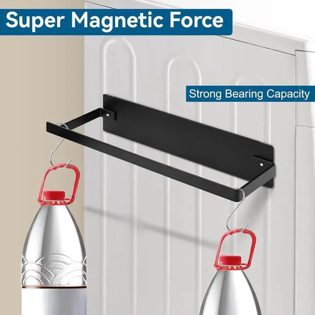 Alt view image 6 of 7 - Hanger Storage Organizer, Magnetic Hanger Holder for Laundry Room sunoyar | Clothes Hanger Stacker for Dryer, Washer, Strong Magnetic, No Drill, Capacity Upgrade 2.76"3.35", Black 1Pack