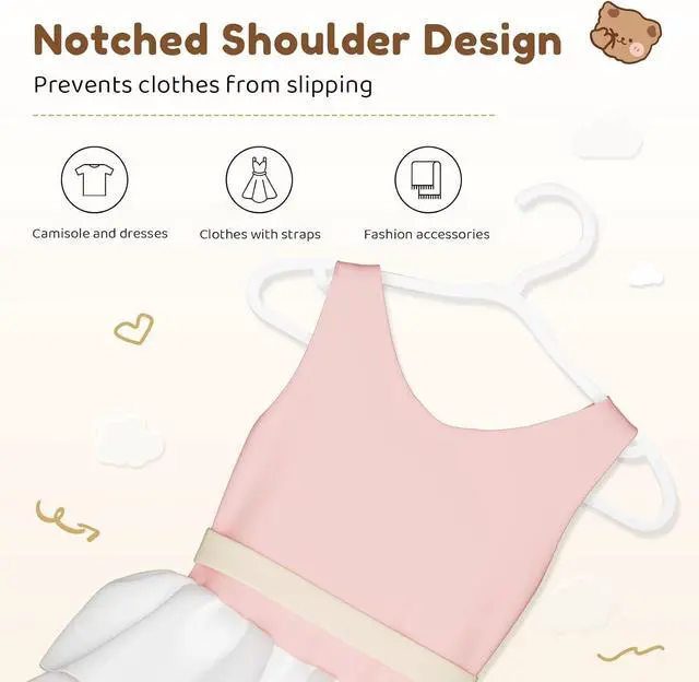 Alt view image 4 of 6 - VILICK Plastic Kids Hangers - 30 Pack Non-Slip Baby Clothes Hangers for Closet, Toddler & Newborn Clothing Pants, Skirts, Coats (White)