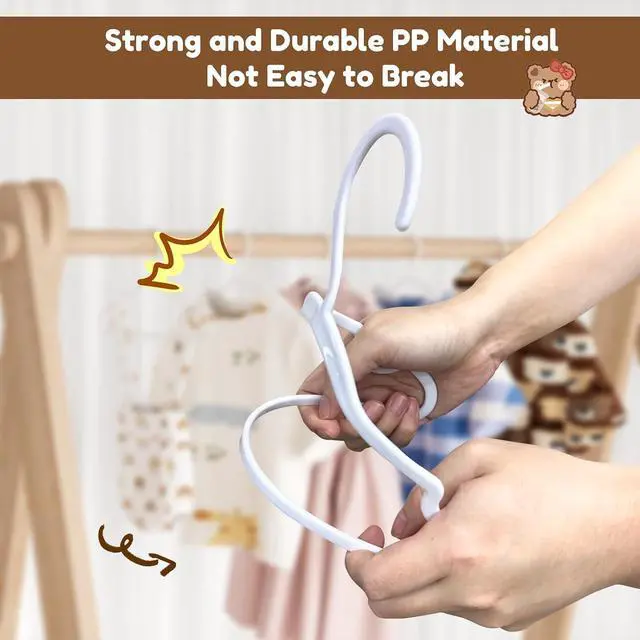 Alt view image 5 of 6 - VILICK Plastic Kids Hangers - 30 Pack Non-Slip Baby Clothes Hangers for Closet, Toddler & Newborn Clothing Pants, Skirts, Coats (White)