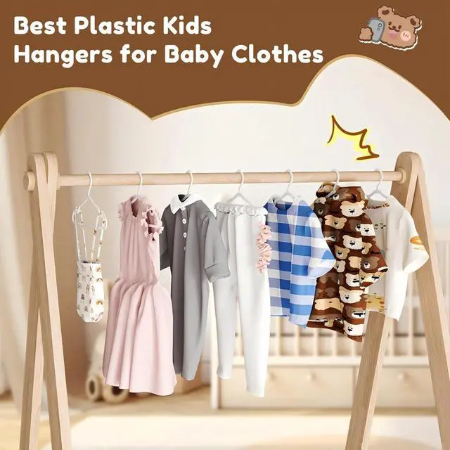 Alt view image 6 of 6 - VILICK Plastic Kids Hangers - 30 Pack Non-Slip Baby Clothes Hangers for Closet, Toddler & Newborn Clothing Pants, Skirts, Coats (White)