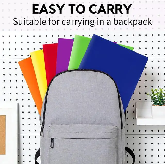 Alt view image 6 of 7 - Plastic Folders with Pockets(6 Pack),Heavy Duty Plastic Folders with 2 Pocket and Business Card Slot,Fit Letter Size Paper,Assorted Color for School
