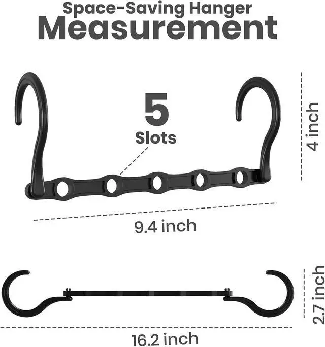 Alt view image 2 of 7 - Utopia Home Space Saving Hangers 10 Pack Magic Hanger Collapsible Black | ABS plastic | Closet organizer | Storage saving hanger I Dorm & small space friendly | Compact storage