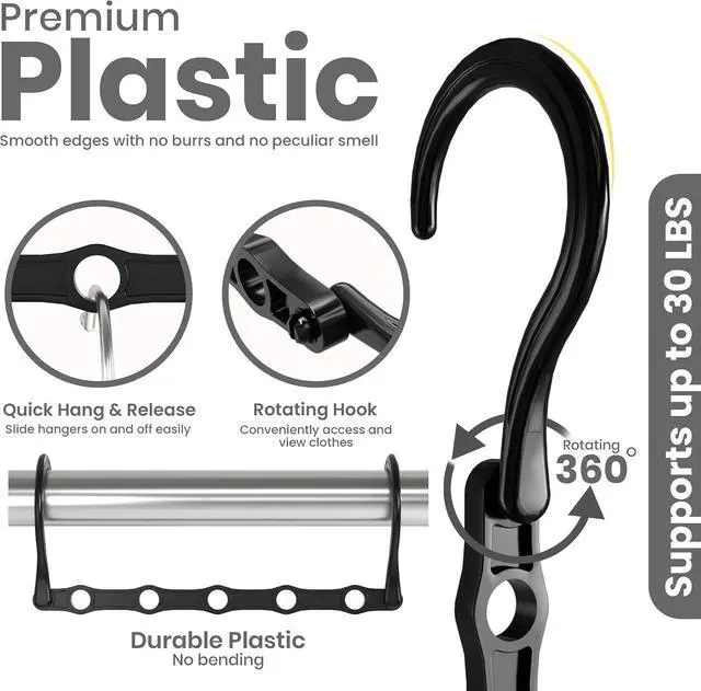 Alt view image 3 of 7 - Utopia Home Space Saving Hangers 10 Pack Magic Hanger Collapsible Black | ABS plastic | Closet organizer | Storage saving hanger I Dorm & small space friendly | Compact storage