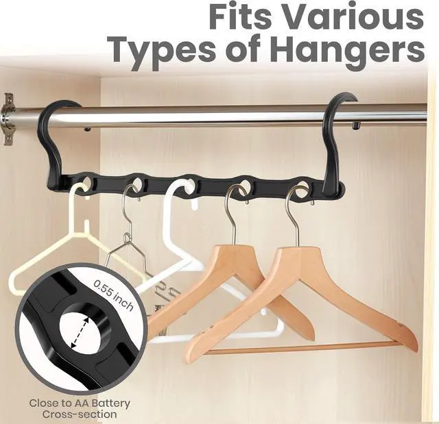 Alt view image 4 of 7 - Utopia Home Space Saving Hangers 10 Pack Magic Hanger Collapsible Black | ABS plastic | Closet organizer | Storage saving hanger I Dorm & small space friendly | Compact storage
