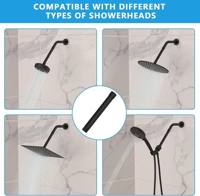Alt view image 3 of 7 - Lordear 6 Inch Shower Head Extension Arm, Solid T304 Stainless Steel | Straight Shower Head Extender, Universal 1/2 NPT Connection for Rain Shower Head, Black