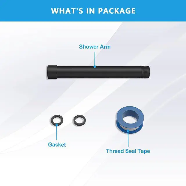 Alt view image 6 of 7 - Lordear 6 Inch Shower Head Extension Arm, Solid T304 Stainless Steel | Straight Shower Head Extender, Universal 1/2 NPT Connection for Rain Shower Head, Black