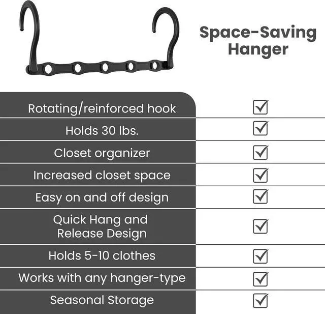 Alt view image 6 of 7 - Utopia Home Space Saving Hangers 10 Pack Magic Hanger Collapsible Black | ABS plastic | Closet organizer | Storage saving hanger I Dorm & small space friendly | Compact storage