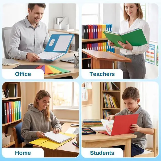 Alt view image 6 of 7 - SUNEE Folders with Pockets, 5 Pack Paper Folders with Pockets, Pocket Folders Fit Letter Size Paper, 5 Assorted Colors for Office, Home, Business, School Supplies