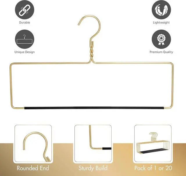 Alt view image 3 of 7 - Quality Blanket Linen Hangers Wide Heavy Duty Hanger for Blankets, Table Cloths, Nonslip Vinyl Coated Comforter Storage Hanger for Quilts, Sleeping Bags - for Closet Storage Solutions (Gold, 1)