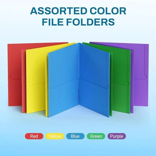 Alt view image 5 of 7 - SUNEE Folders with Pockets, 5 Pack Paper Folders with Pockets, Pocket Folders Fit Letter Size Paper, 5 Assorted Colors for Office, Home, Business, School Supplies