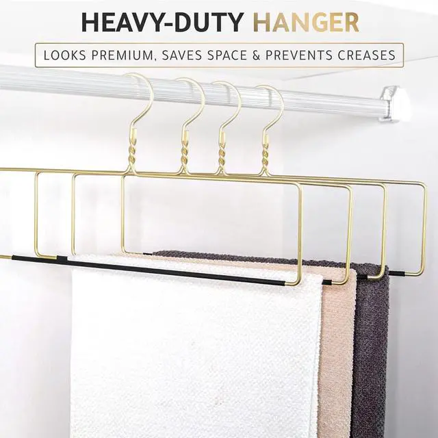 Alt view image 2 of 7 - Quality Blanket Linen Hangers Wide Heavy Duty Hanger for Blankets, Table Cloths, Nonslip Vinyl Coated Comforter Storage Hanger for Quilts, Sleeping Bags - for Closet Storage Solutions (Gold, 1)