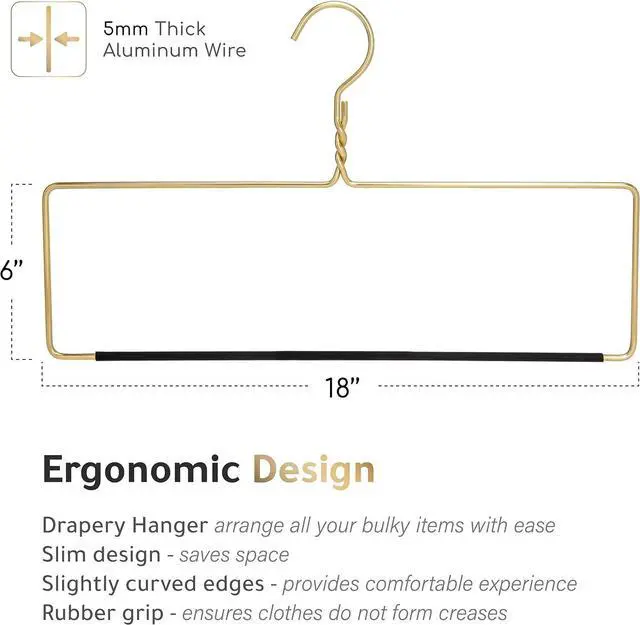 Alt view image 6 of 7 - Quality Blanket Linen Hangers Wide Heavy Duty Hanger for Blankets, Table Cloths, Nonslip Vinyl Coated Comforter Storage Hanger for Quilts, Sleeping Bags - for Closet Storage Solutions (Gold, 1)