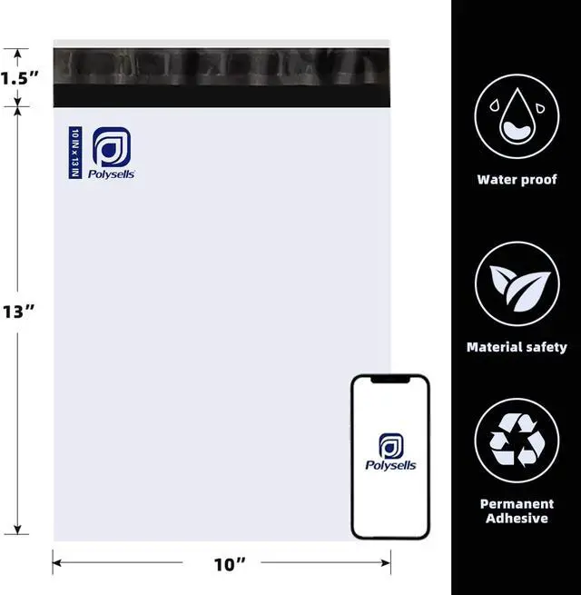 Alt view image 2 of 7 - POLYSELLS 10x13 White Poly Mailers 100 Pack Self Seal Shipping Bags | Waterproof tear resistant opaque mailing envelopes for clothing apparel accessories ecommerce sellers for small business