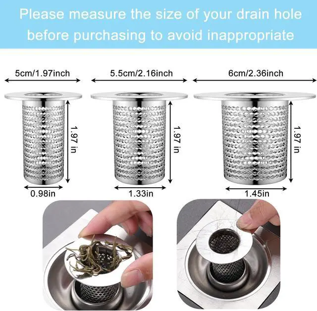 Alt view image 2 of 6 - 4 PCS Bathroom Sink Drain Strainers, Fit Hole Size from 1.25" to 2.17", Utility Recyclable Sink Strainer, Stainless Steel Sink Strainer for Bathroom Washbasin Bathtub Drain
