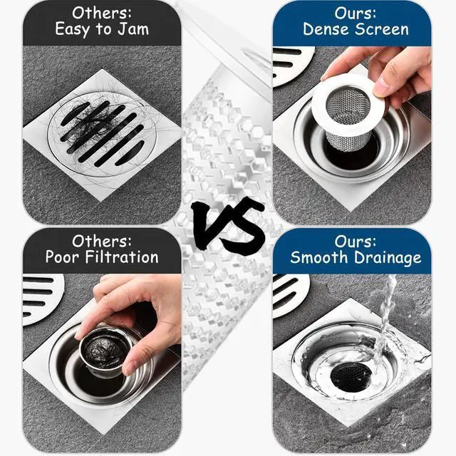Alt view image 5 of 6 - 4 PCS Bathroom Sink Drain Strainers, Fit Hole Size from 1.25" to 2.17", Utility Recyclable Sink Strainer, Stainless Steel Sink Strainer for Bathroom Washbasin Bathtub Drain