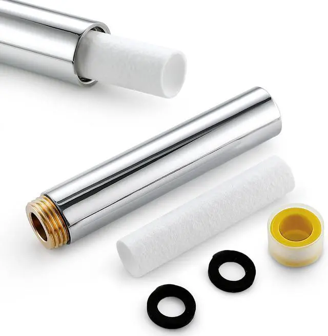 Main image of 4" Showerhead Extension Arm w/PP Filter Cartridge, 4 Inch 304 Stainless Steel Chrome Shower Arm Extender, Traps Sediment & Rust, Prevents Clogging, Extends Showerhead Life in Hard Water Area