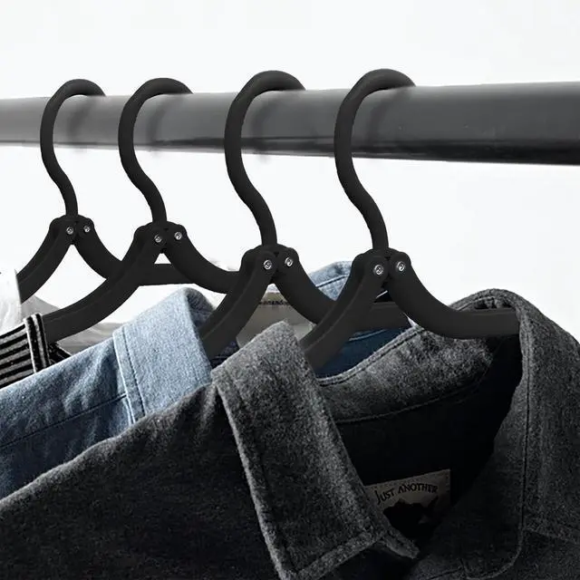 Alt view image 6 of 6 - 6PCS Portable Folding Clothes Hangers Clothes Drying Rack for Travel (Black)
