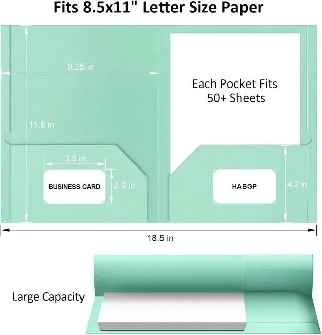 Alt view image 5 of 6 - HABGP Paper Folders with Pockets, 5 Color Heavy Duty Two Pocket Folder | with Business Card Holder, for Office, High School, Business Resume