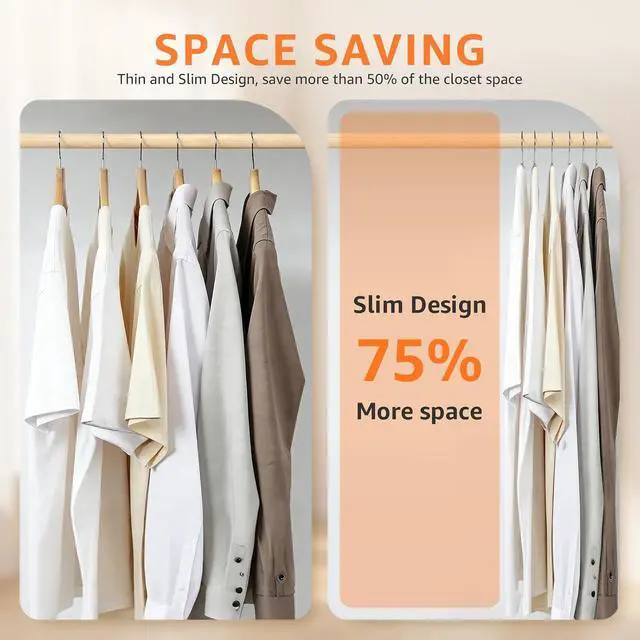 Alt view image 4 of 7 - Yolife Plastic Clothes Hangers 10 Pack with Non-Slip Pads, 17.5" L × 8.3" H Heavy Duty Hanger with 360° Swivel Metal Hook, Slim Space Saving Hangers for Closet Organizer, Gray & Orange
