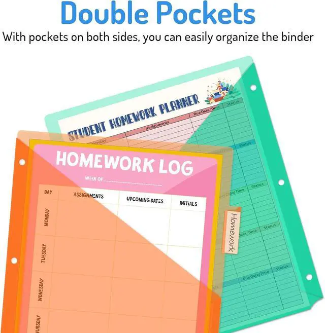Alt view image 3 of 6 - Forvencer 5 Count Dividers with Pockets, 5 Tabs Dividers for 3 Ring Binder | Binder with Pockets, Subject Divider with Pocket, Premium Quality Notebook Divider with Pocket, Purple, 1 Set